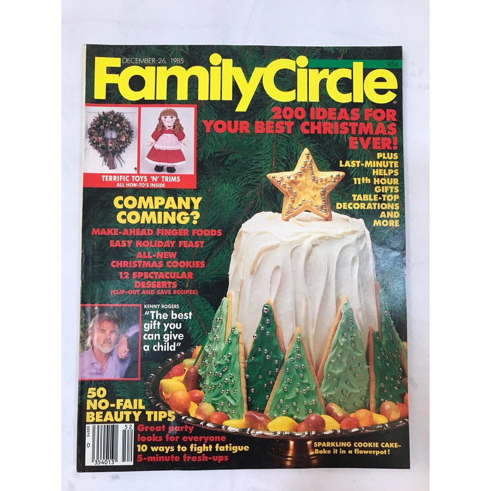 Vintage Family Circle Magazine December 26, 1985 Cheryl Tiegs Ad Kenny Rogers